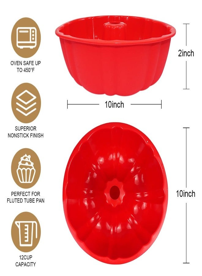 ASBAYSON 10 inch Silicone Bundt Cake Pan, Non-Stick Silicone Fluted Pans, ome Baking DIY Cake Mold for Cake, Jelly, Bread, Chocolate, Para Gelatinas (Red) (Red, 1 Pack) - Image 2